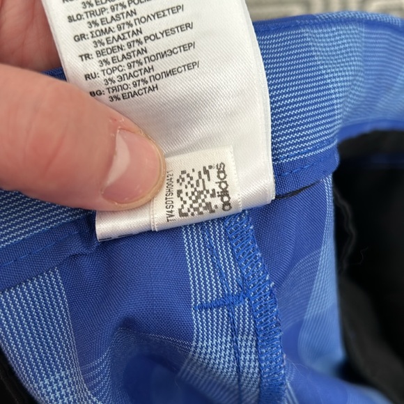 Adidas Men’s Bermuda Golf Shorts Blue Check Logo Size 36 - Picture 9 of 9